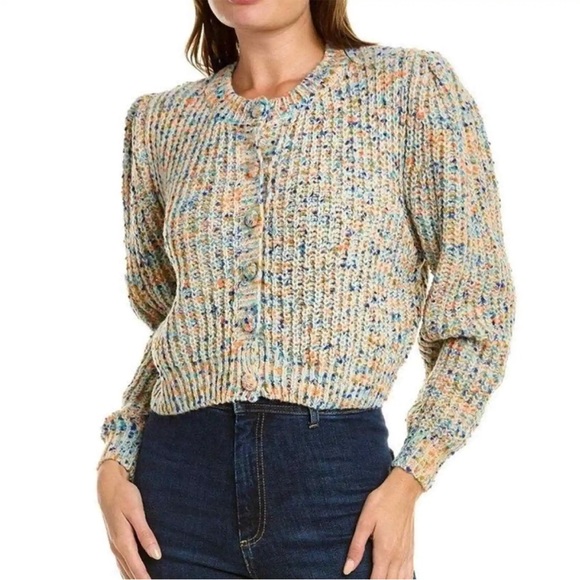 RAGA Sweaters - RAGA Paint Splat Cardigan Chunky Knit Balloon Sleeves